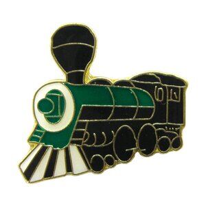 Steam Locomotive Enamel Pin - Green Train - Classic USA Travel Retro Apparel NWT
